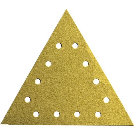 TRIANGLE AUTO-AGRIP. 290X290 12 TROUS GR80 CORINDON JAUNE (1/3)