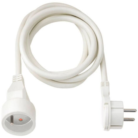 Rallonge électrique prolongateur avec fiche plate - IP20 BLANC - 3m - H05VV-F 3G1,5 (1/5)