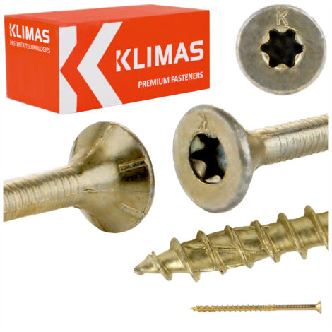 Vis à bois bichromatée - tête fraisée - filetage partiel - empreinte torx - pointe anti-fendage 8 x 140 - Boîte de 50