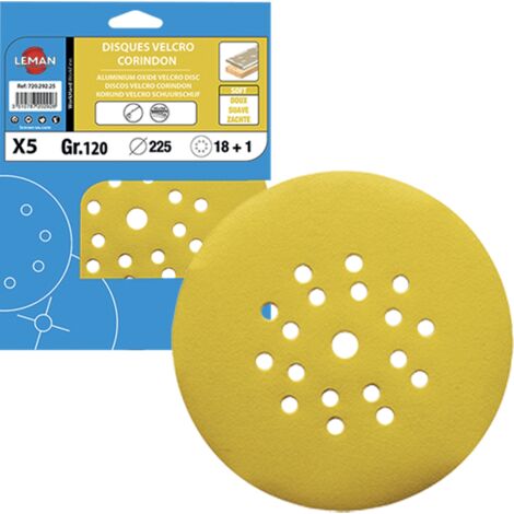 5 disques velcro 18+1 trous (ponceuse girafe) d.225 gr 120