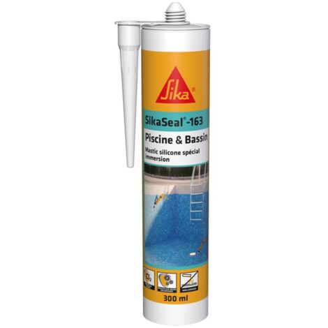 Sika – Mastic silicone étanchéité piscine 300 ml – Résistant au chlore et micro-organismes – Pour joints immergés et zones humides