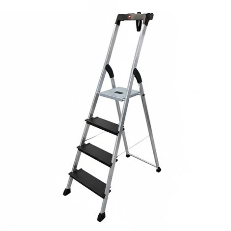 Hailo – Escabeau aluminium 4XL BLACK – 4 marches – Utilisation intensive pour chantiers – Charge max 150kg – Idéal pour espaces confinés