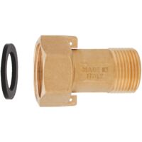 Sferaco – Raccord compteur laiton 2 pièces – Écrou tournant avec trou de plombage – Filetage mâle BSP – Joint EPDM pour eau potable