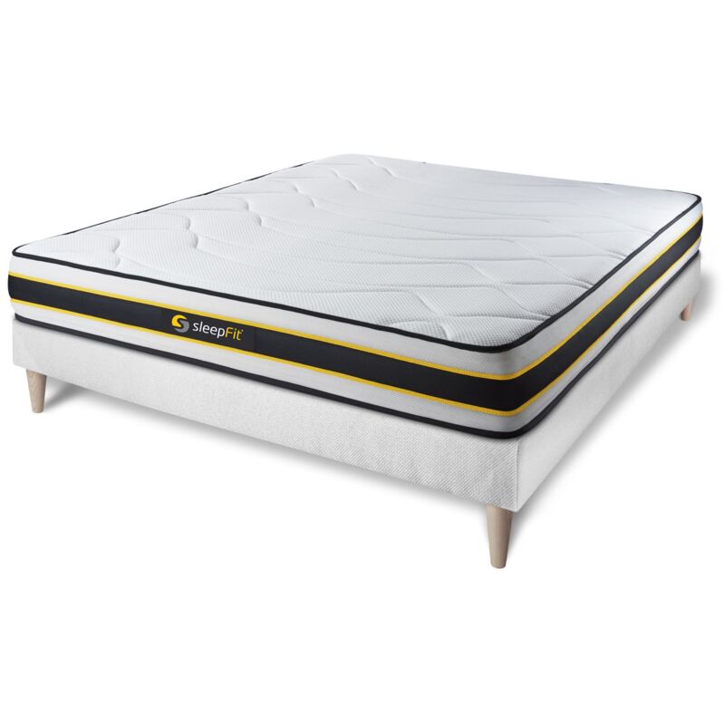 Pack colchón FLEXY 150x200cm + Somier multiláminas, Muelles ensacados y espuma viscoelástica, 3 zonas de confort