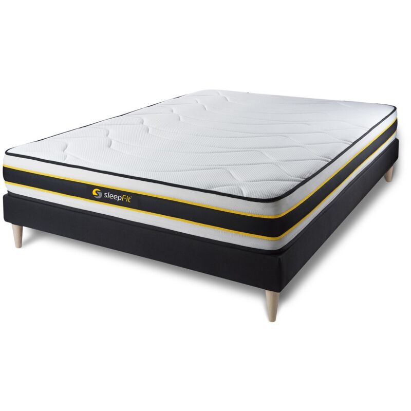 Pack colchón FLEXY 150x200cm + Somier multiláminas, Muelles ensacados y espuma viscoelástica, 3 zonas de confort