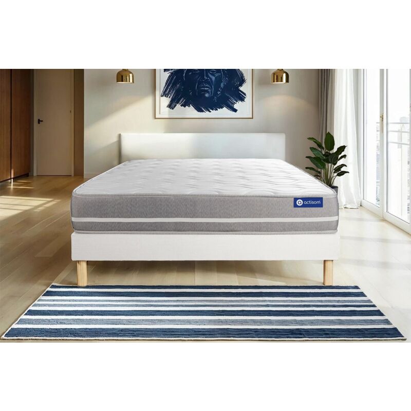 Pack colchón Actiflex zen 120x195cm + Somier multiláminas, Muelles ensacados y espuma viscoelástica, 3 zonas de confort