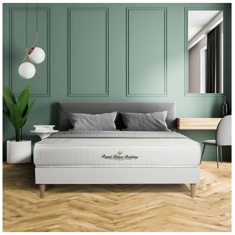 Colchón LANCASTER 200x200cm, Grosor : 22 cm, Muelles ensacados y espuma viscoelástica, firme, 3 zonas de confort + SOMIER blanc