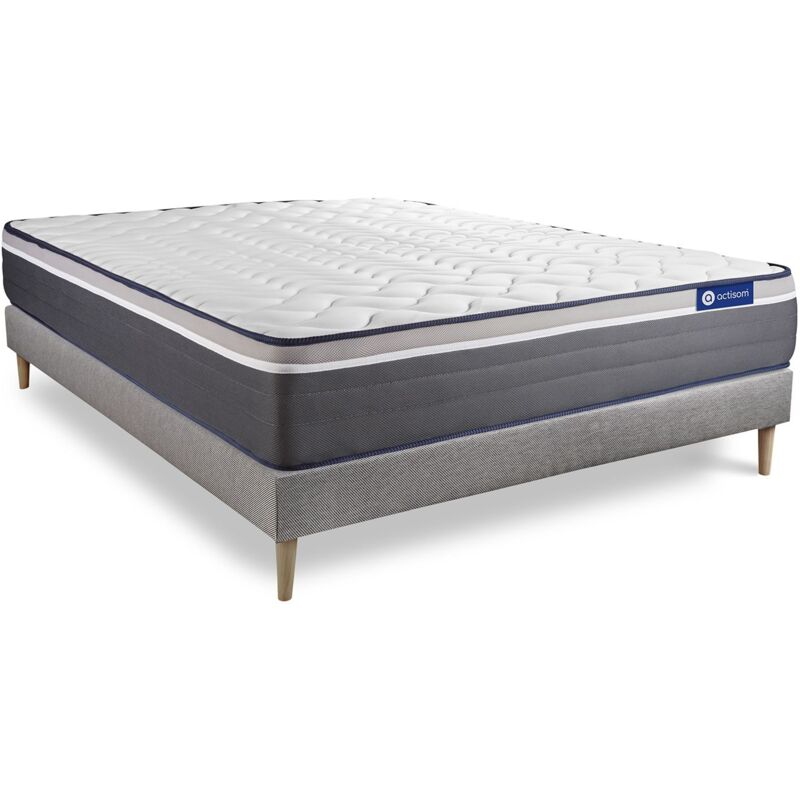 Pack colchón Actimemo plus 130x220cm + Somier, espuma viscoelástica, 7 zonas de confort