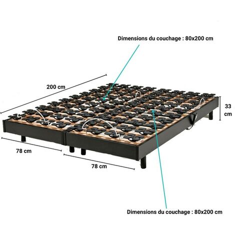 Set aus 2 Unterbetten mit elektrischer Entspannung FLEXPALACE 2x80X200 / Schwarz/ 200x156x33
