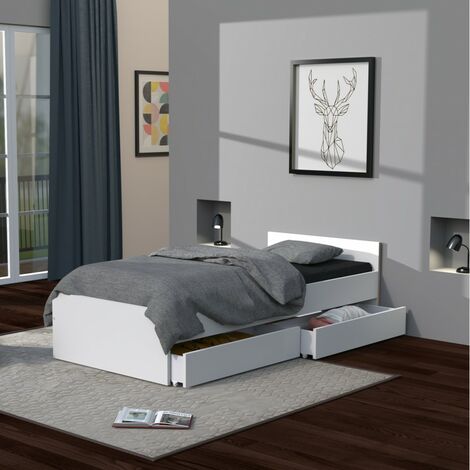 Bett KAPPA 90x190 + 2 Schubladen / Weiß/ 194x94x40 cm (1/4)