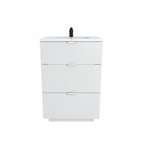 Waschbeckenunterschrank mit 3 Schubladen MARBELLA 60 cm + Waschbecken / Weiss/