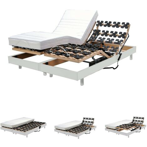 Set aus 2 elektrisch verstellbaren Unterbetten FLEXPALACE 80x200 / Weiß/ 200x156x33