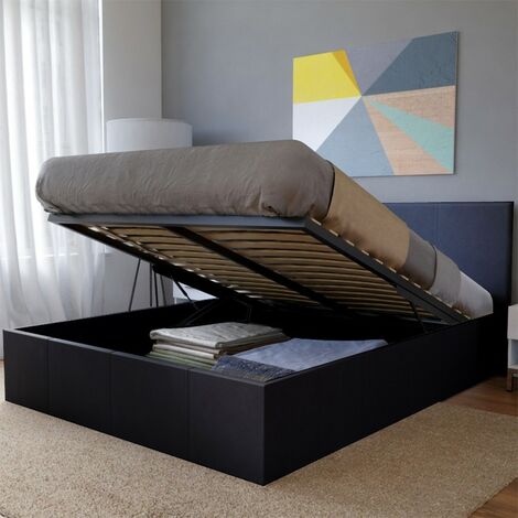 Truhenbett BARCELONA 140x190 + 1 Bettkasten / Schwarz/ 200x155x88