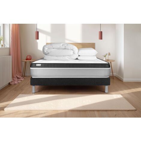 Komplettpaket Bett - Matratze 180x200 cm + Boxspringbett mit Lattenrost (im Set) + 2 Kopfkissen + Bettdecke - Vital Ergo (1/5)