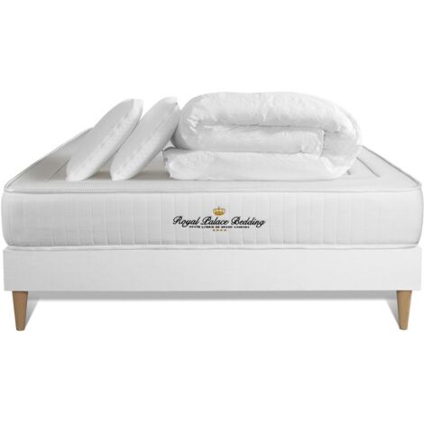 Pacchetto letto completo - Materasso 180x200cm + Box spring con doghe (in kit) + 2 cuscini + Piumino - Lancaster