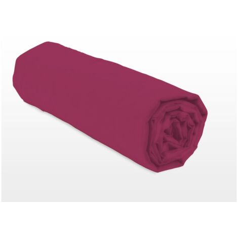 Drap housse uni coton 57 fils fuchsia 140x190 cm bonnet 25 cm