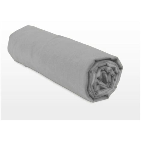 Drap housse uni coton 57 fils gris clair 140x190 cm bonnet 25cm