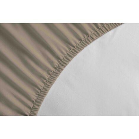 Drap housse uni coton 57 fils beige 160x200 cm bonnet 25cm