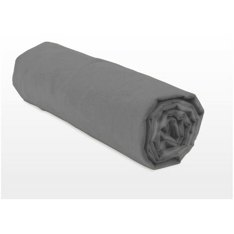 Drap housse uni coton 57 fils gris foncé 180x200 cm bonnet 25cm