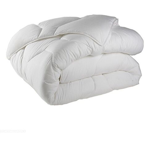 Couette anti-acariens 240x260 cm – Garnissage polyester 350g/m² – Enveloppe microfibre – Couette tempérée blanche