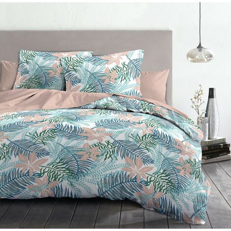 Housse de couette 3 pièces 100% coton 57 fils rose 220 x 240 cm – Boutons dissimulés – Taies d'oreiller 63 x 63 cm – Finition Oxford – Home Linge Passion