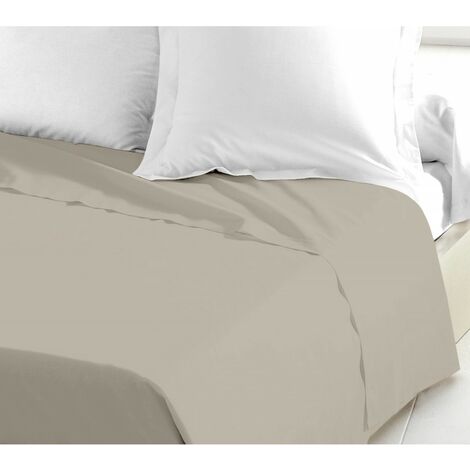 Drap plat coton 57 fils beige Crème 180 x 290 cm