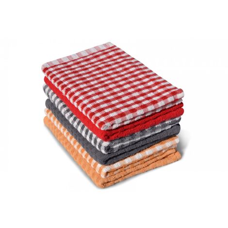 Lot de 6 torchons essuie-mains - HOME LINGE PASSION - 100% Coton - 45 x 60 cm - Multicolore