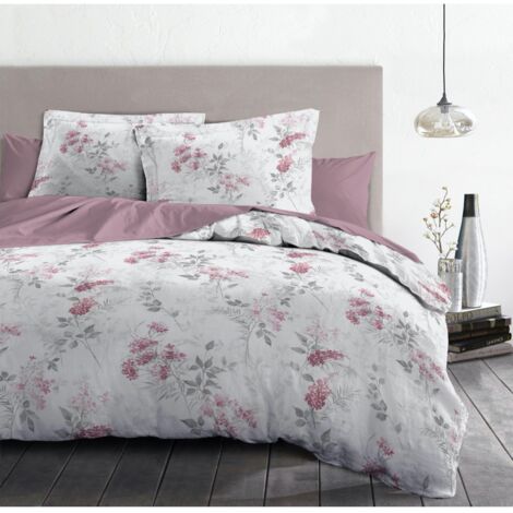 Home-linge-passion Pompadour parure de couette blanc rose 140x200