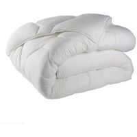 Couette synthétique 350g/m² 240x260 cm – Anti-acariens – Piquage losange – Toucher peau de pêche – 4 saisons