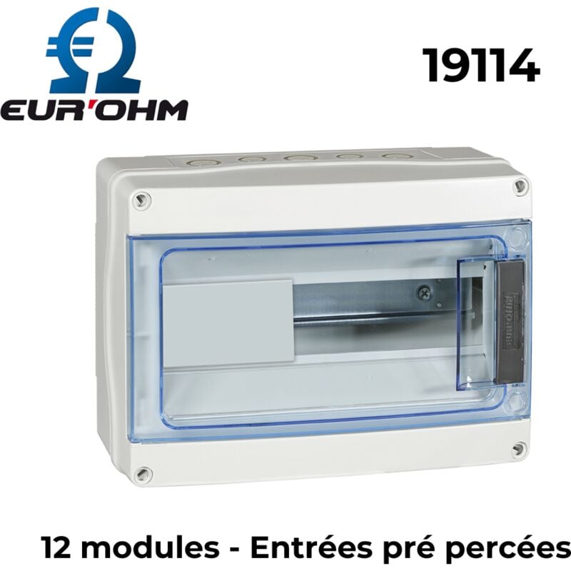 Coffret étanche IP65 - Nbre de rangées - 12 modules - Entrées pré percées