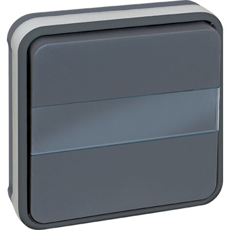 Bouton poussoir encastré lumineux porte étiquette 10A - IP55 - OXXO Couleur Gris