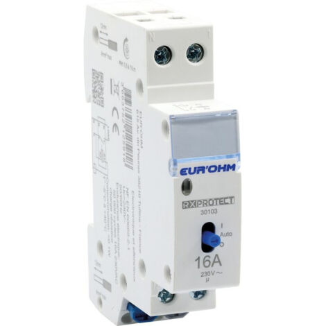 Eur'Ohm – Contacteur électronique Jour/Nuit 16A – 1P+N – Ultra silencieux – Endurance 50 000 cycles – Tension 230V – Courant en veille 0.4mA (1/4)