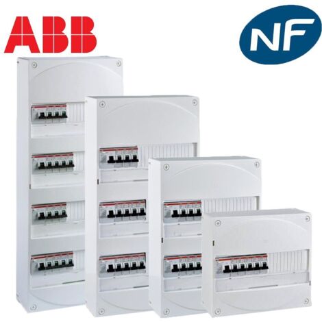 ABB – Coffret électrique pré-équipé 3 rangées – Disjoncteurs 3kA phase neutre – 1 ID 40A + 63A type AC – 1 ID 40A type A + 11 modules