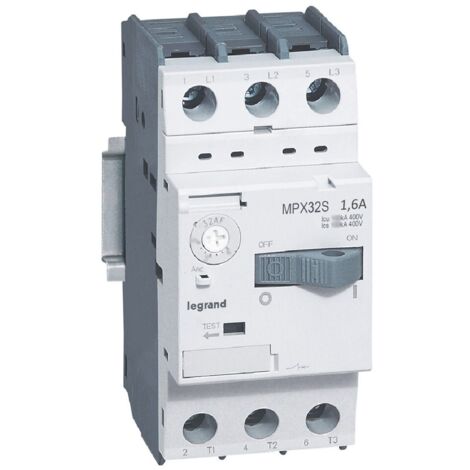 Disjoncteur moteur magnétothermique MPX³32S réglage thermique 1A à 1,6A pouvoir de coupure 100kA en 415V LEGRAND 417305
