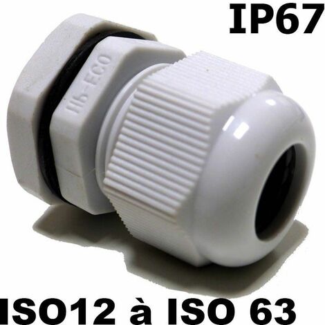 Presse étoupe ISO IP67 – Contre écrou – M12 – Ø 3-6,5mm – Perçage 12,5mm – Étanchéité pour câbles jusqu'à 44mm – Hilpress