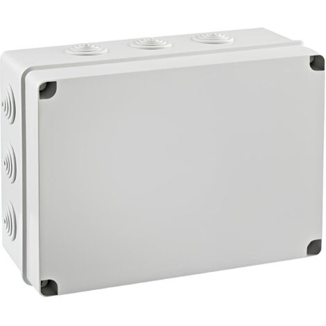 IDE – Boîte de dérivation étanche IP65 328x239x132mm – Cônes prédécoupés 12xM40 – Résistante aux UV et impacts IK07