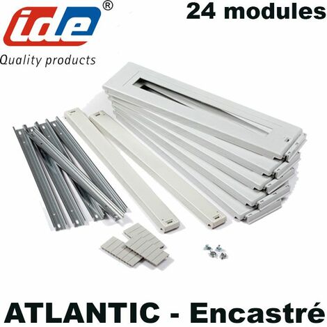Kit plastron + rail DIN plastique pour coffret encastrable Atlantic - Type - 2 Plastrons 200mm + 1 Plastron plein 50mm + Rails DIN