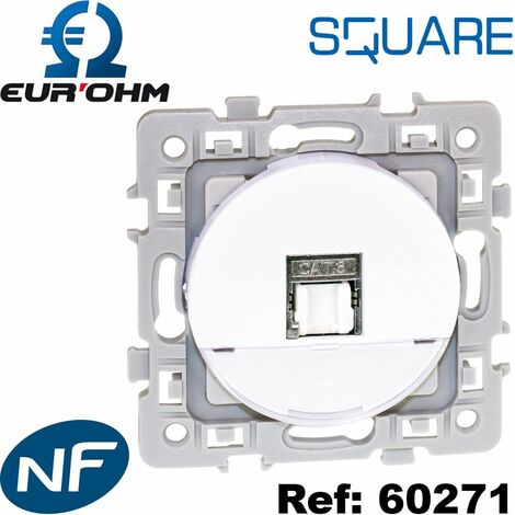 Prise murale RJ45 blanche ou anthracite SQUARE - Type de Prise RJ45 - Double prise RJ45 STP Cat6 Grade 3