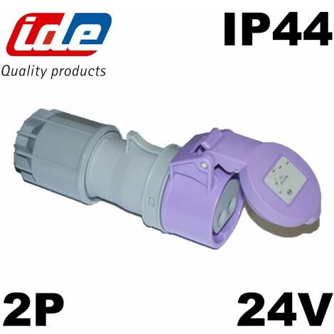 Prise BALS 24V Avec Presse-étoupe – 2P 16A IP44, Très Basse Tension, Couleur Blanche