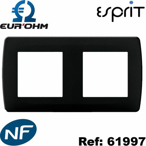 Plaque de finition 2 postes - Entraxe 71mm - Blanche - ESPRIT Couleur Anthracite