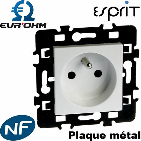 Prise 2P+T 16A - Avec enjoliveur / Plaque support - ESPRIT avec griffes