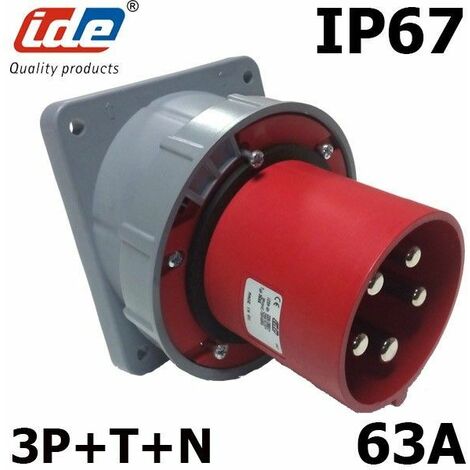 Prise mâle 3P+N+T 63A étanche IP67 à encastrer sur coffret (1/3)