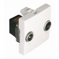 Prise R - TV - 2 modules pour goulotte - Couleur matériel - Blanc