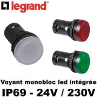 voyant monobloc - led intégrée - 24v - blanc - legrand osmoz 024600