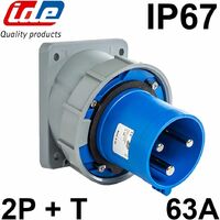 Prise Male Encastrable 63a Monophasé 220v - 2p+t - étanche Ip67 - Ide