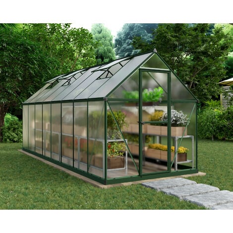 Invernadero de jardín de policarbonato de 13m² KALIDA verde