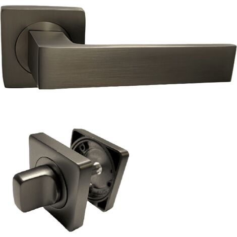 Manija de la puerta en las rosas cuadradas en  aluminio " ELODIE " Color  bronce  +1 Par de rosetas de condena