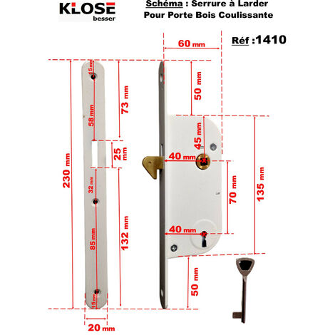Serratura A Gancio Con Pomolo Bianco - Per Porte A Soffietto, Completa Di Chiave E Viti - Foto 7