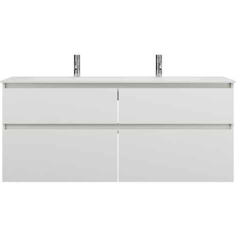 burgbad Lin20 Mineralguss-Waschtisch Weiß Matt mit 2 (1/2)