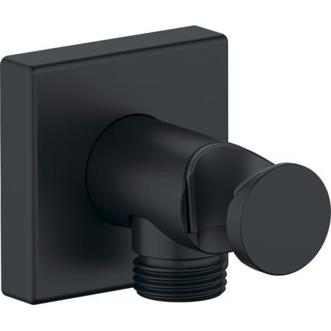 Wandanschlussbogen Duravit Universal, inkl. Brausehalterung mit eckiger Wandabdeckung, Schwarz Matt